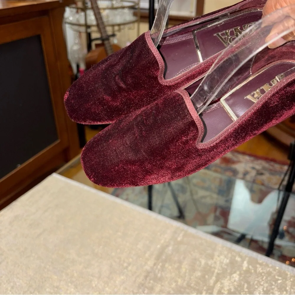 ZARA Elegant Burgundy Velvet Loafers SIZE 36EU